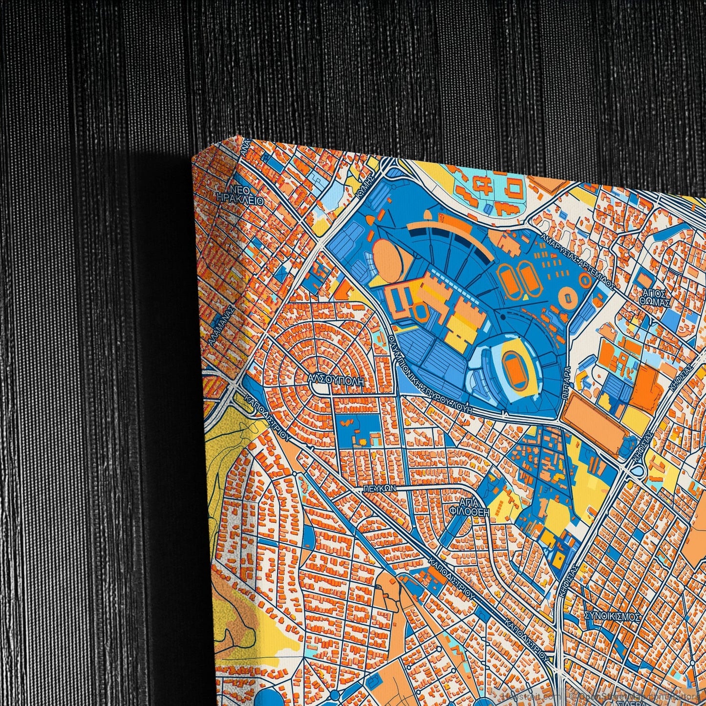 Χαλανδρι Greece Colorful City Map Canvas Print Detail