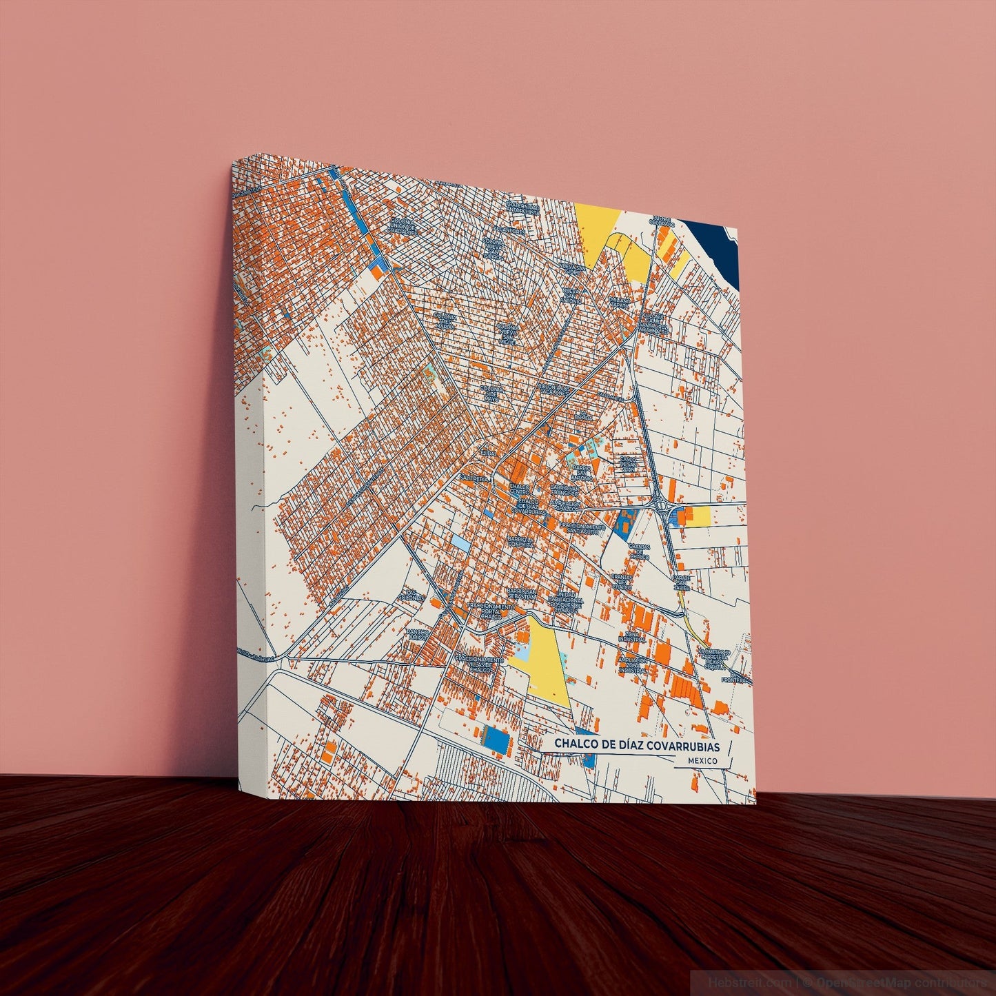 Chalco De Díaz Covarrubias Mexico Colorful City Map Canvas Print