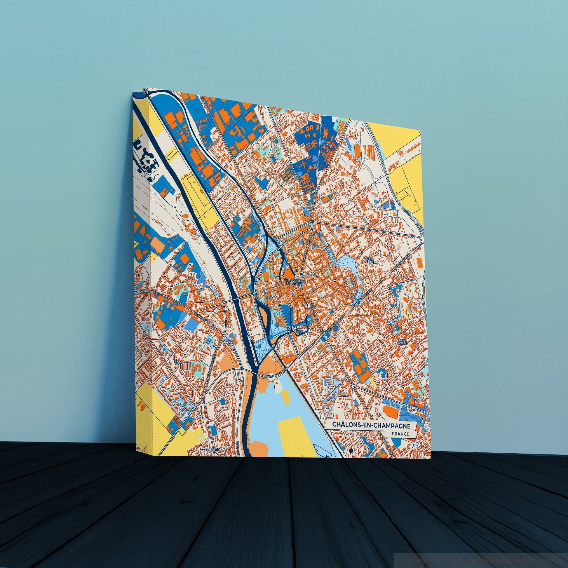 Châlons-En-Champagne France Colorful City Map Canvas Print