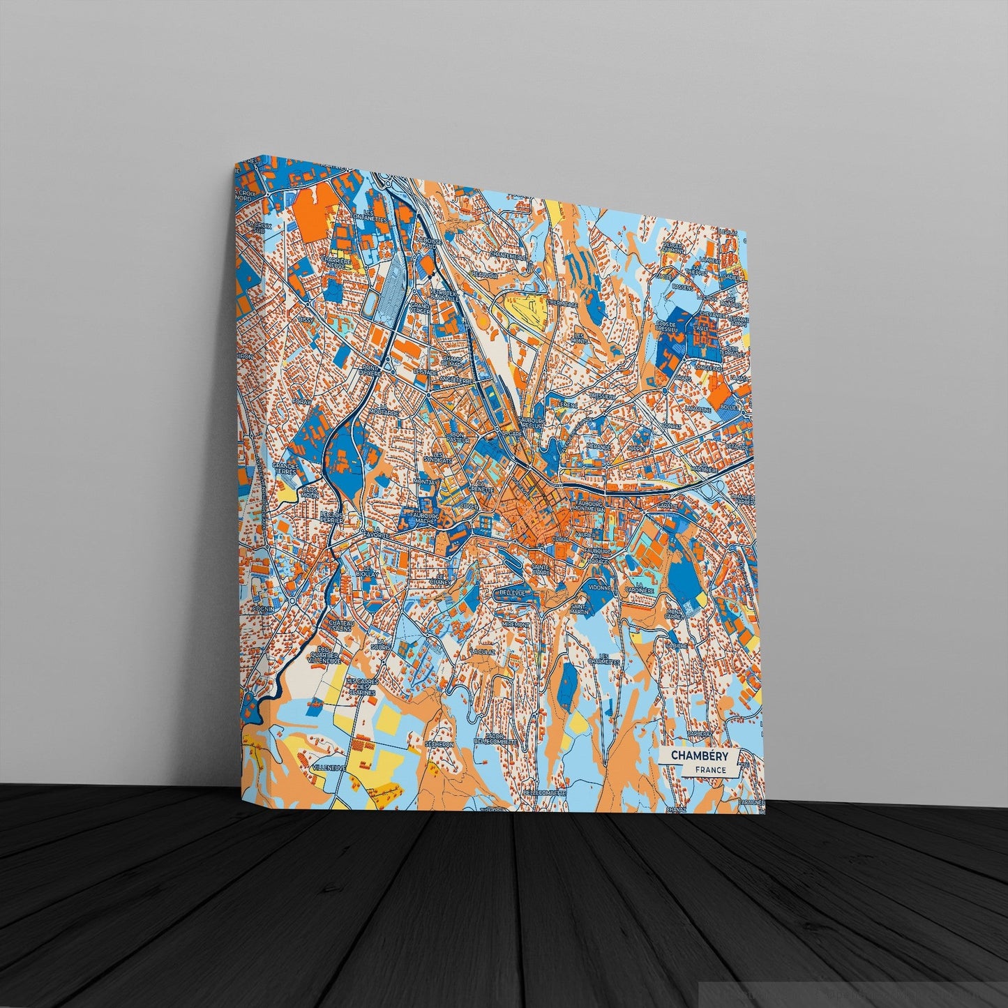 Chambéry France Colorful City Map Canvas Print