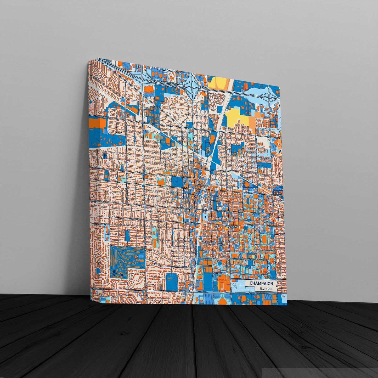 Champaign Illinois Colorful City Map Canvas Print