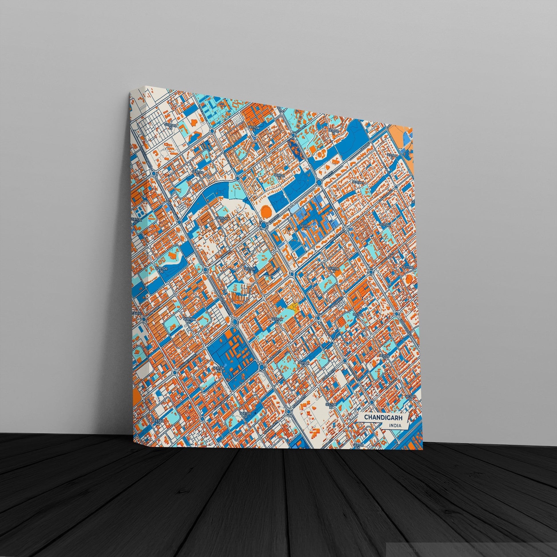 Chandigarh India Colorful City Map Canvas Print