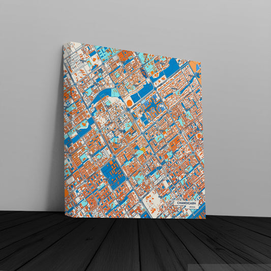 Chandigarh India Colorful City Map Canvas Print