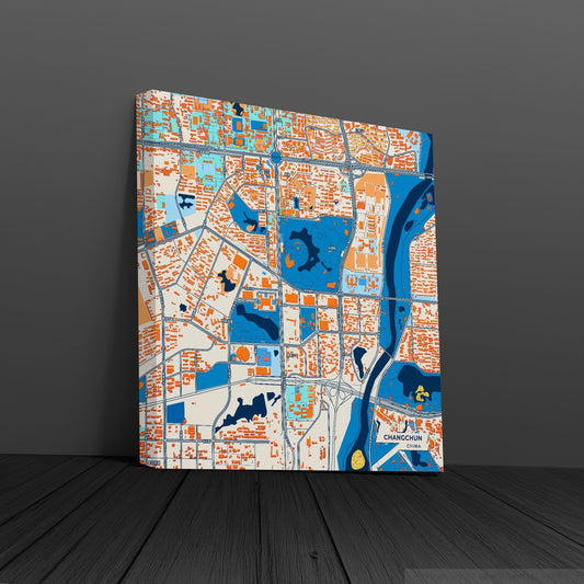 Changchun China Colorful City Map Canvas Print