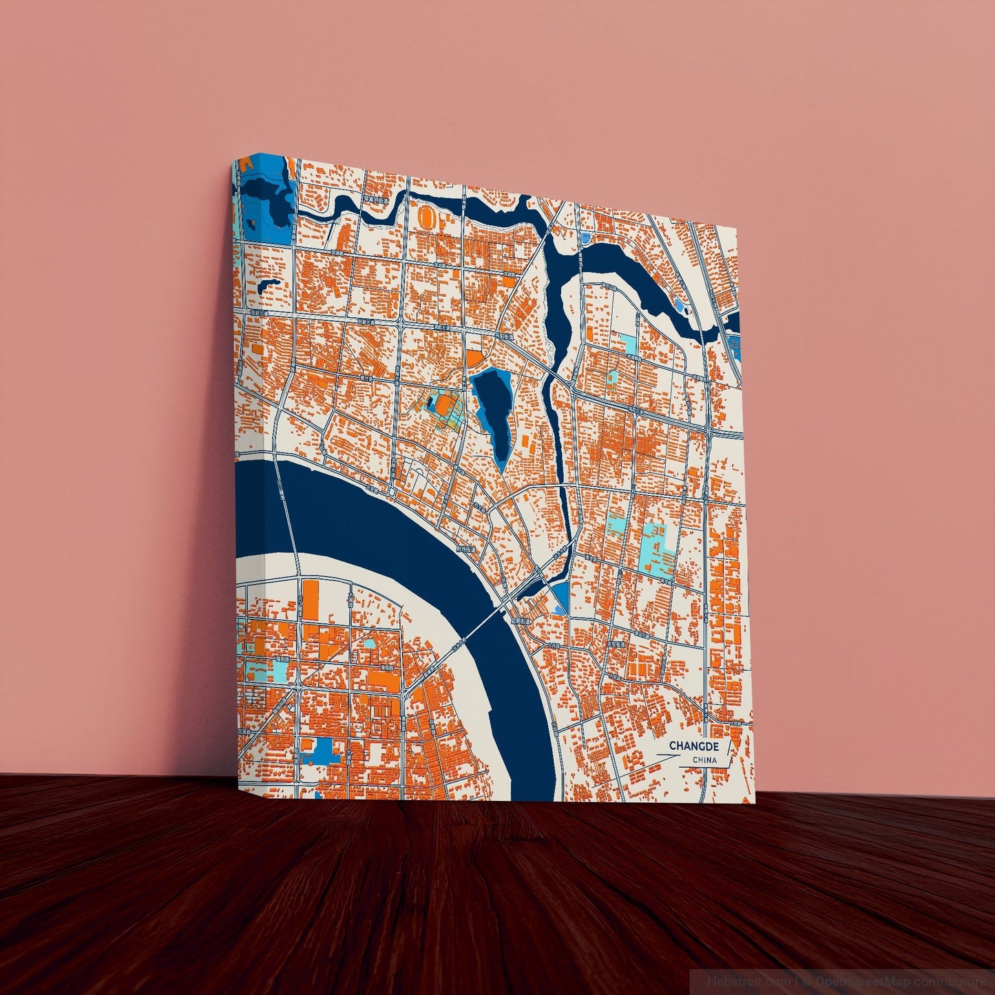 Changde China Colorful City Map Canvas Print