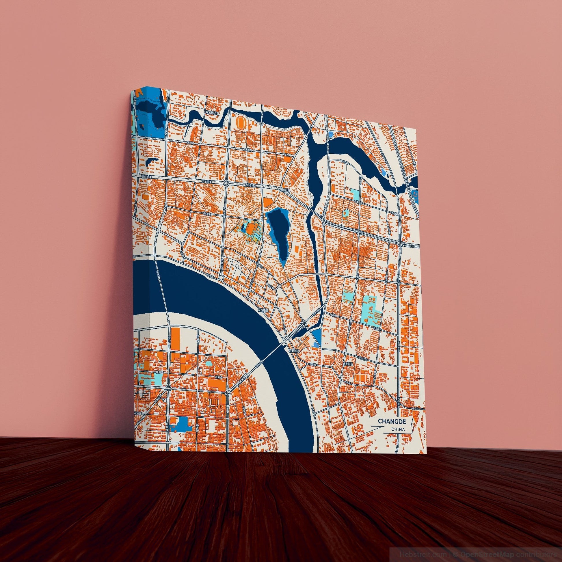 Changde China Colorful City Map Canvas Print
