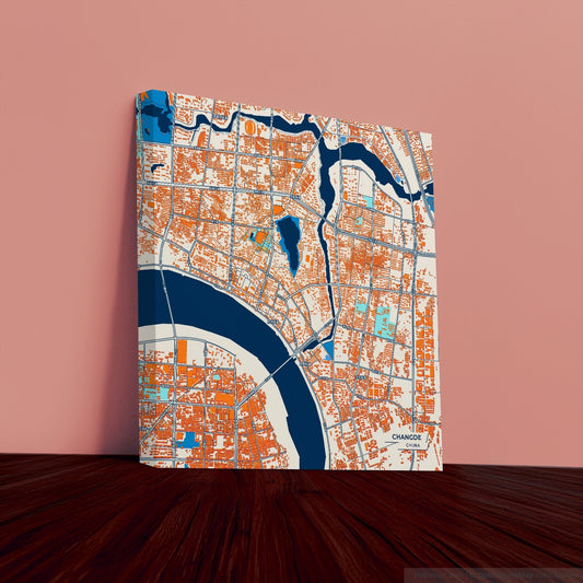 Changde China Colorful City Map Canvas Print