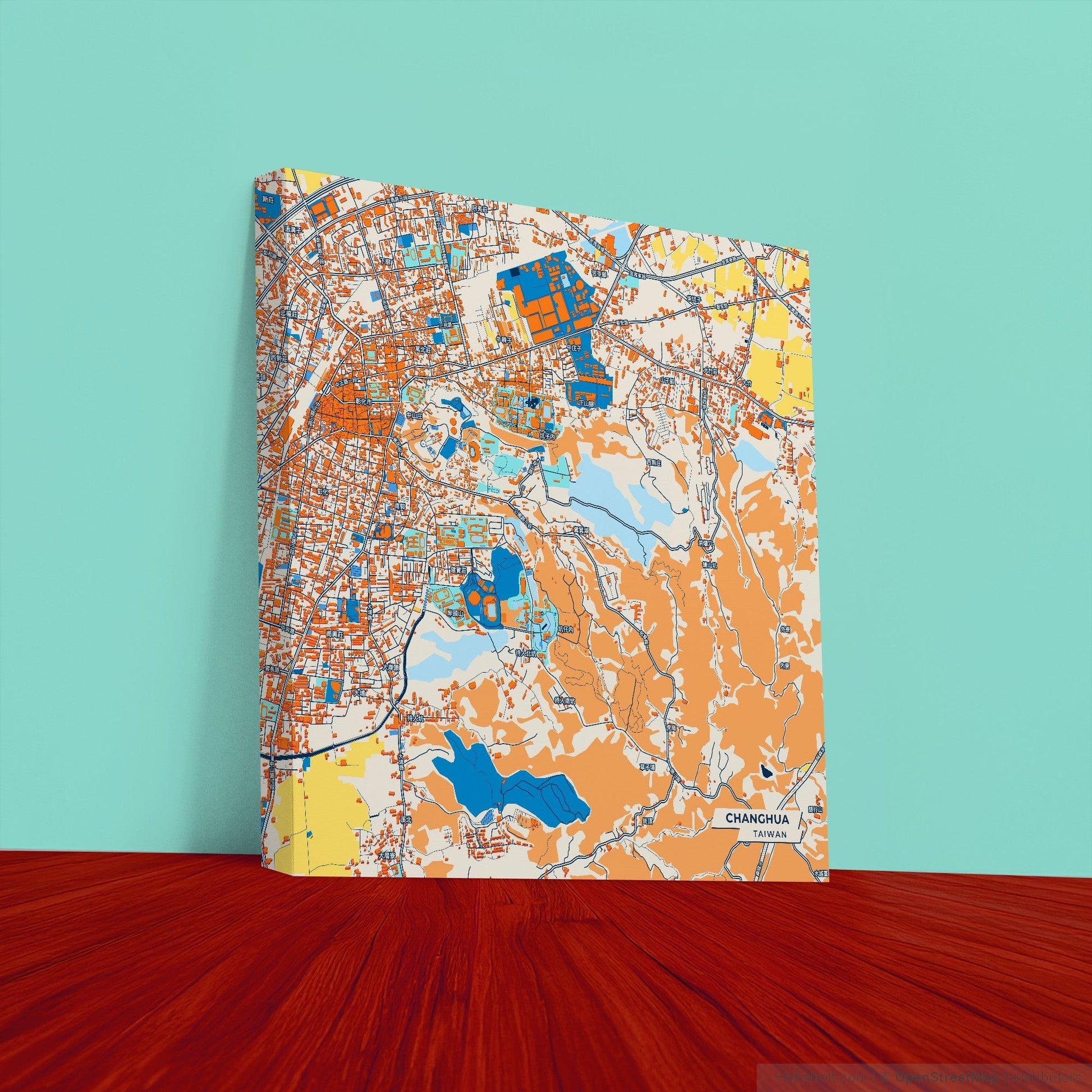 Changhua Taiwan Colorful City Map Canvas Print
