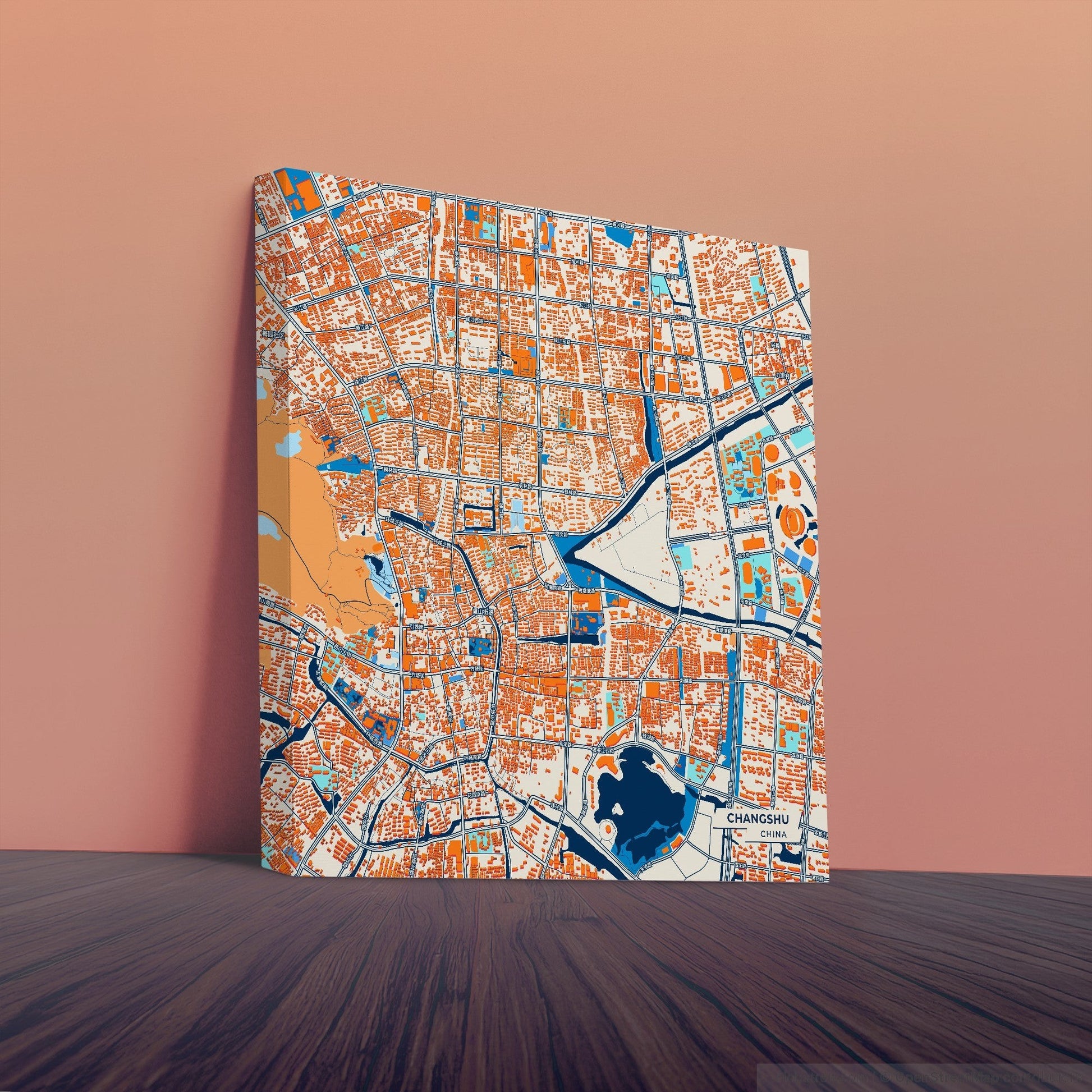 Changshu China Colorful City Map Canvas Print