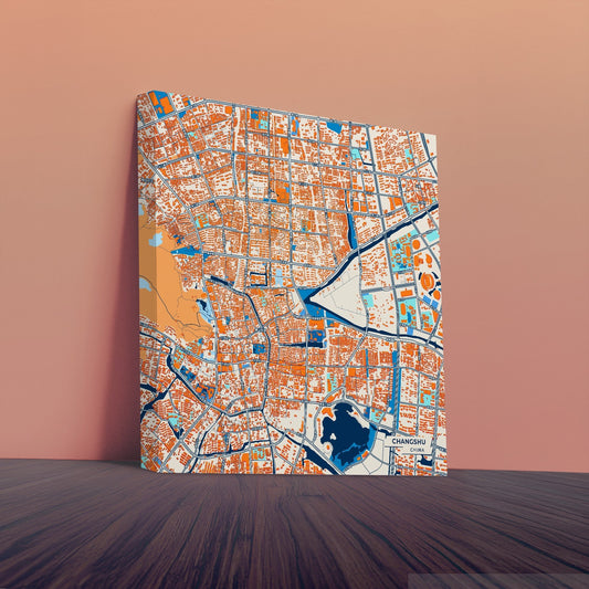 Changshu China Colorful City Map Canvas Print