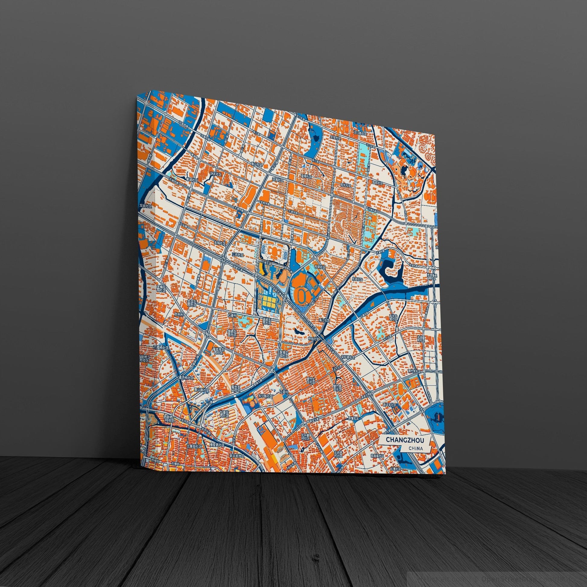 Changzhou China Colorful City Map Canvas Print