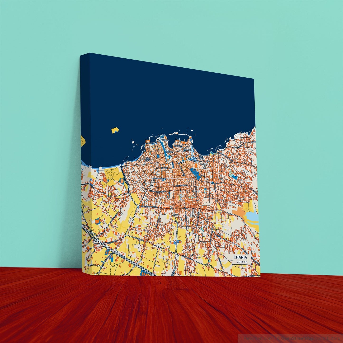 Χανια Greece Colorful City Map Canvas Print