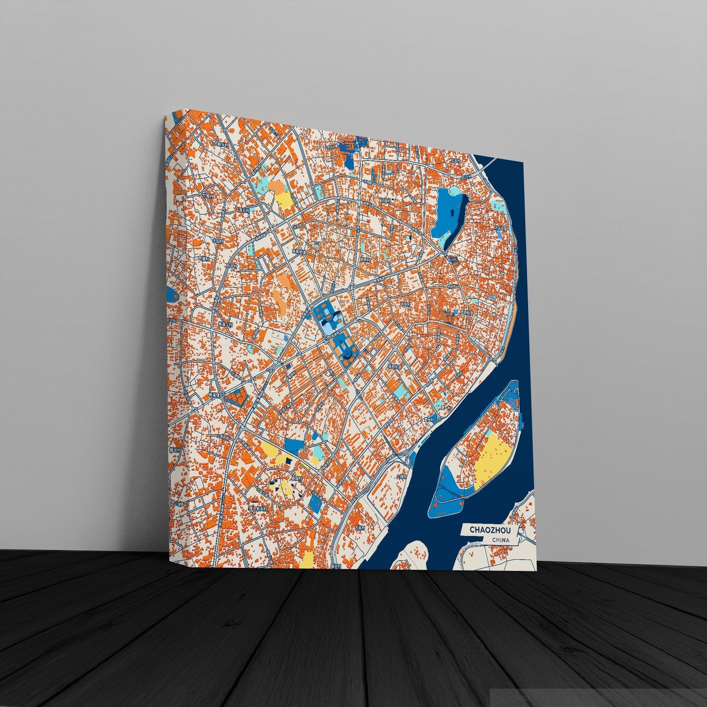 Chaozhou China Colorful City Map Canvas Print