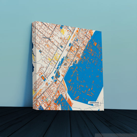 Чапаевск Russia Colorful City Map Canvas Print