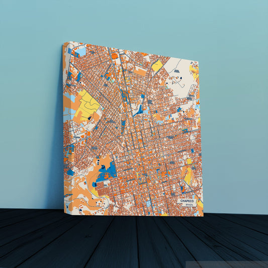 Chapeco Brazil Colorful City Map Canvas Print