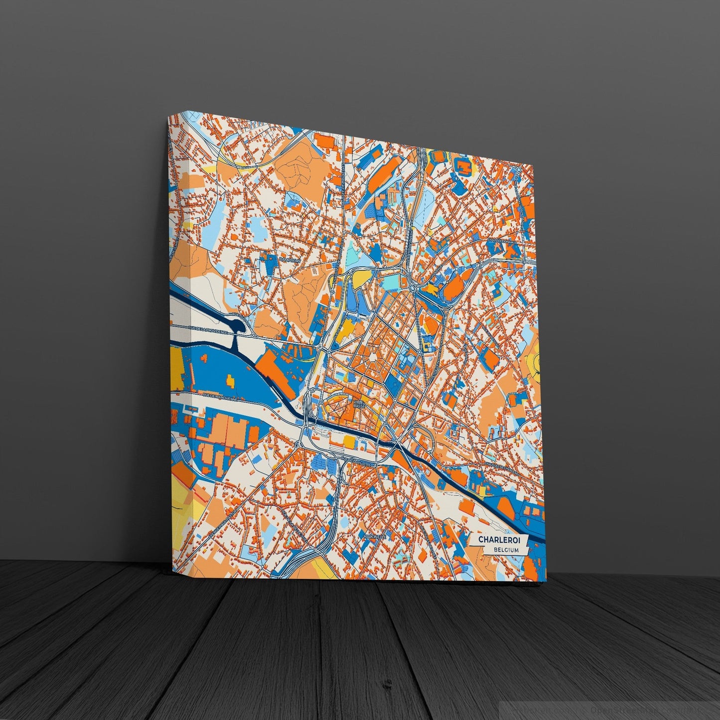 Charleroi Belgium Colorful City Map Canvas Print