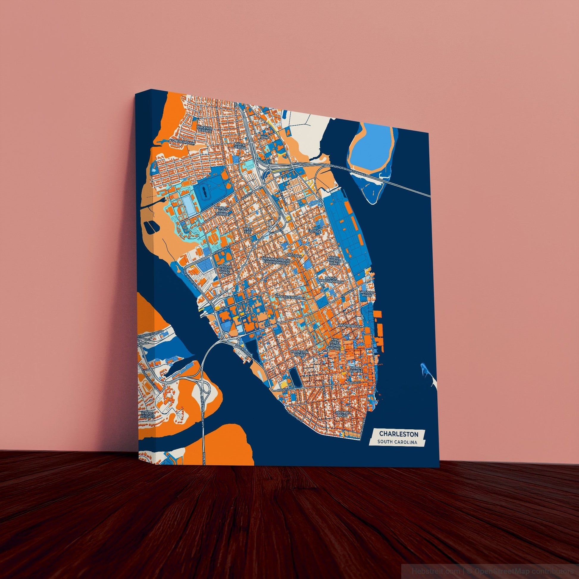 Charleston South Carolina Colorful City Map Canvas Print