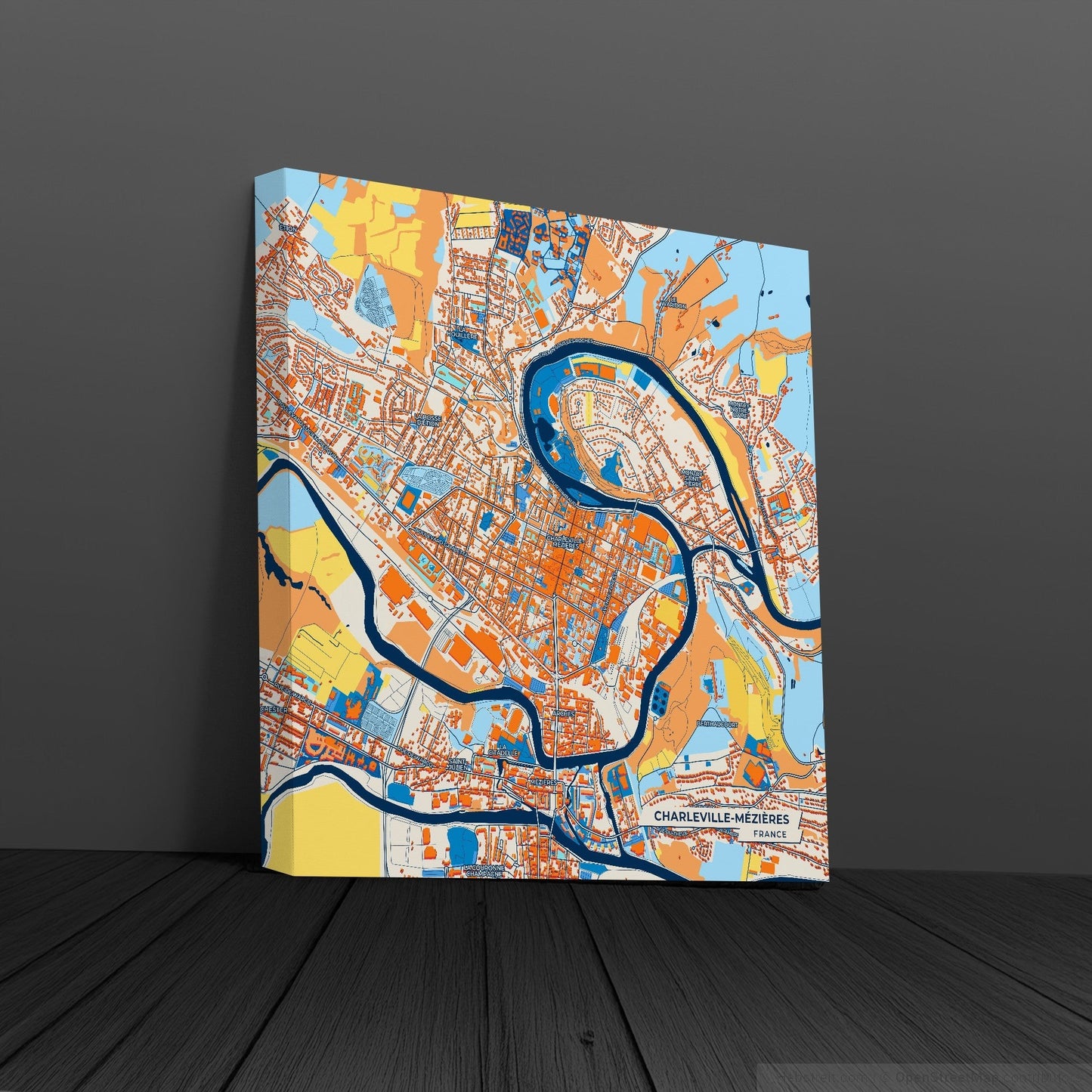 Charleville-Mézières France Colorful City Map Canvas Print