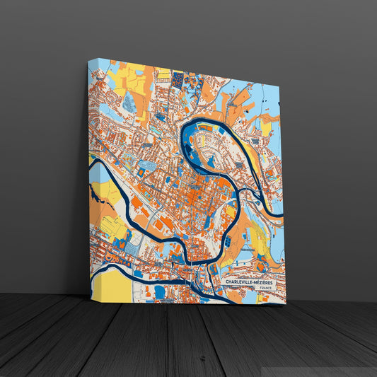 Charleville-Mézières France Colorful City Map Canvas Print