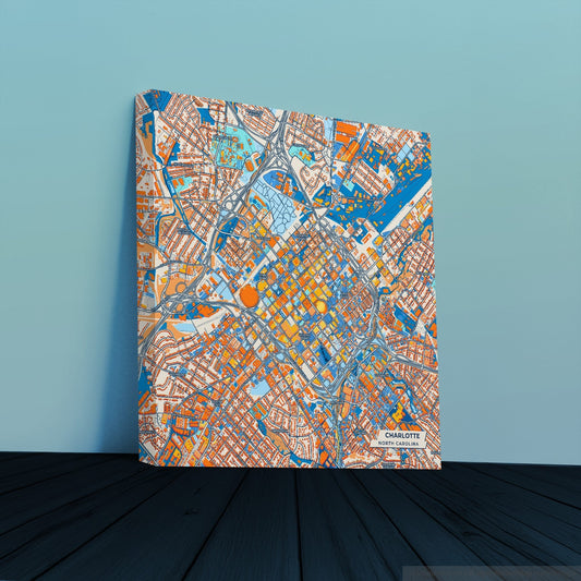 Charlotte North Carolina Colorful City Map Canvas Print