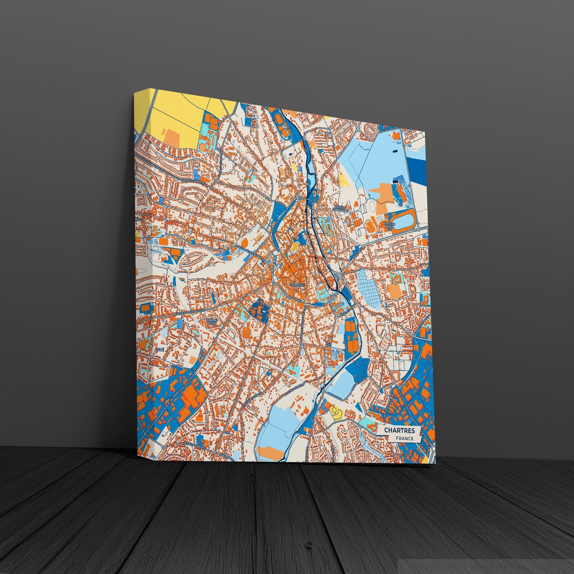 Chartres France Colorful City Map Canvas Print