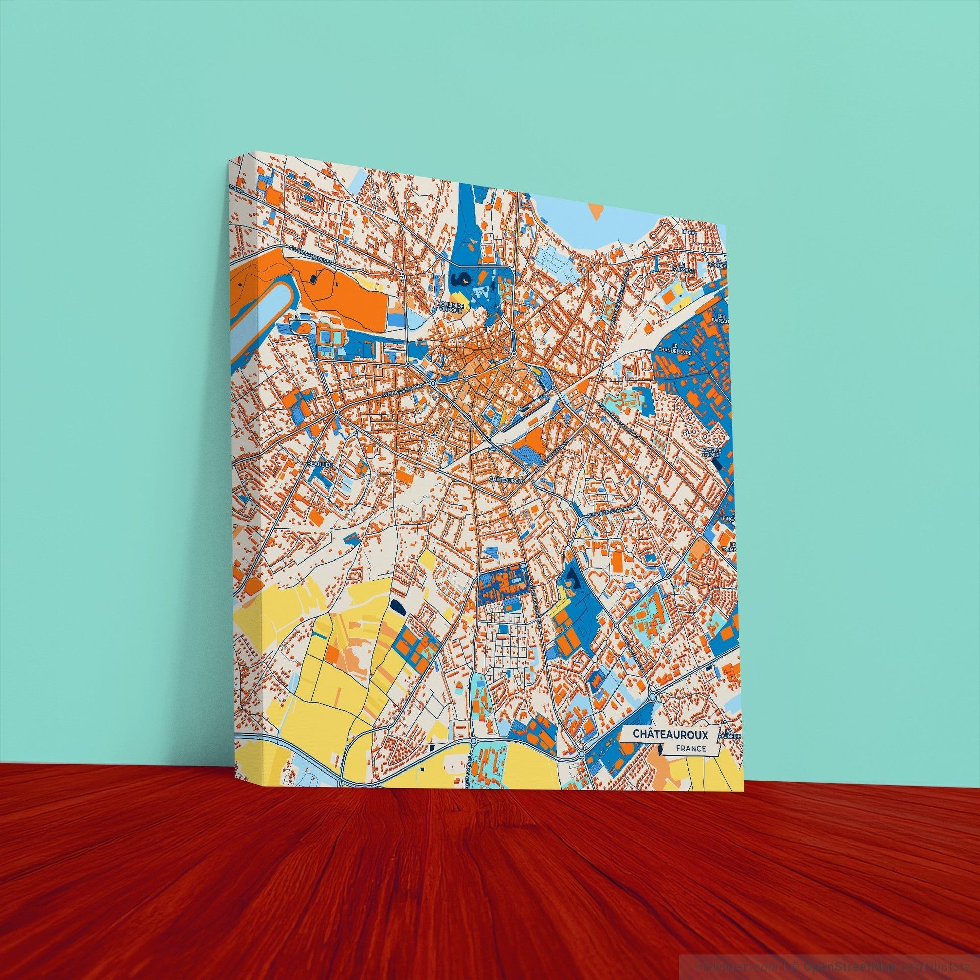 Châteauroux France Colorful City Map Canvas Print