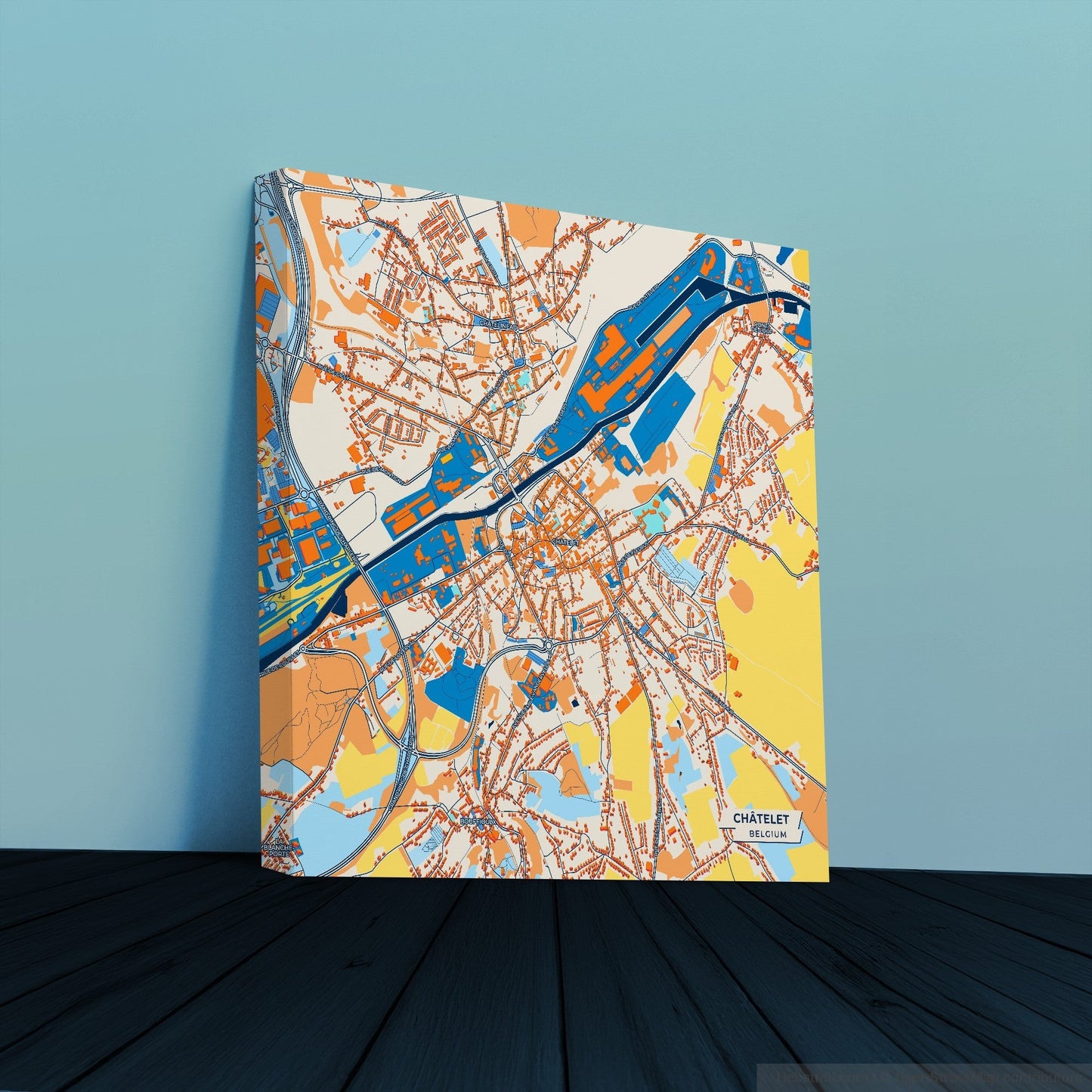 Châtelet Belgium Colorful City Map Canvas Print