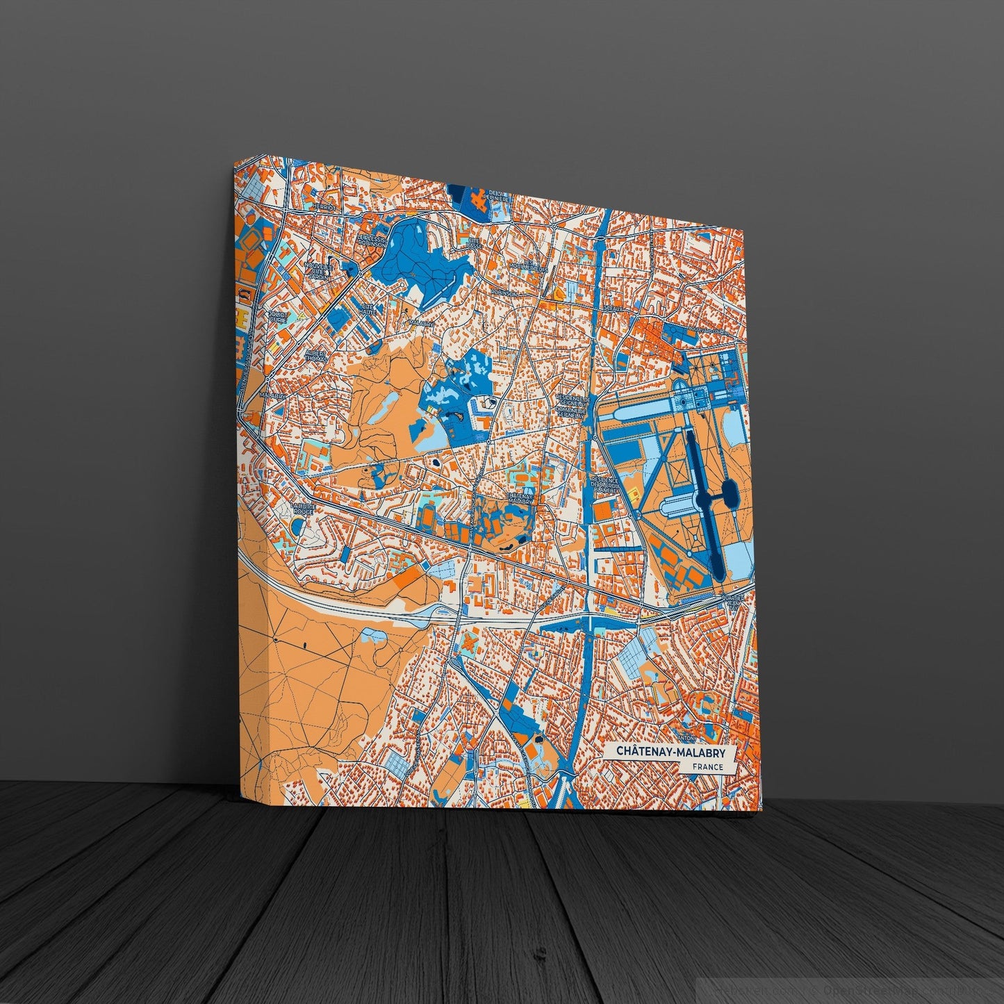 Châtenay-Malabry France Colorful City Map Canvas Print