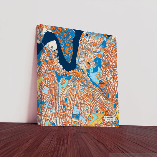Chatham England Colorful City Map Canvas Print