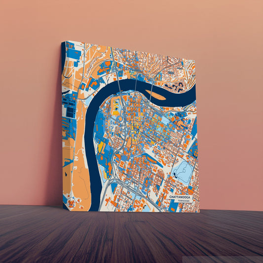 Chattanooga Tennessee Colorful City Map Canvas Print