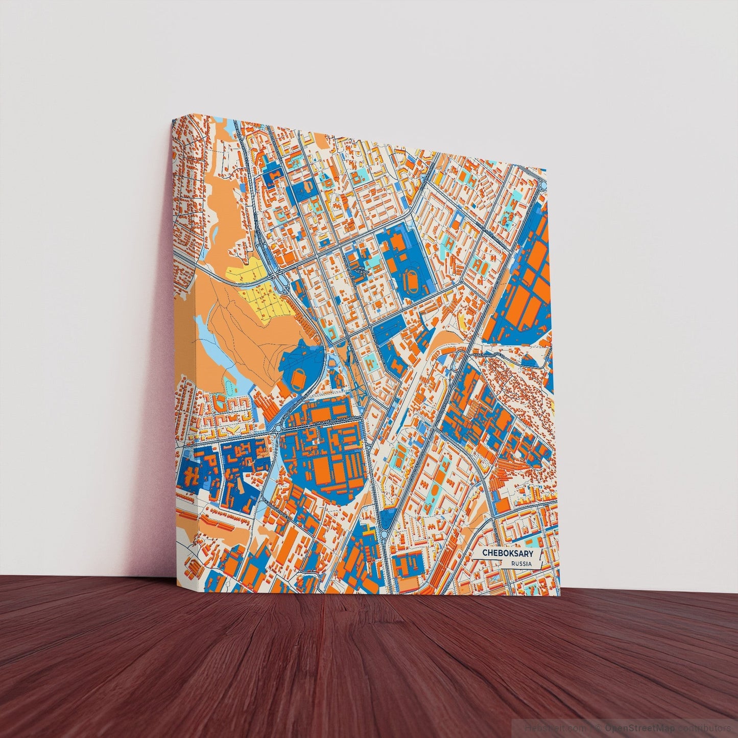 Чебоксар Russia Colorful City Map Canvas Print