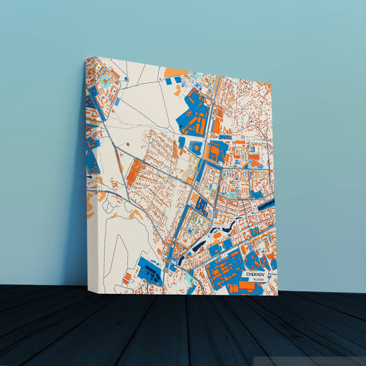 Чехова Russia Colorful City Map Canvas Print