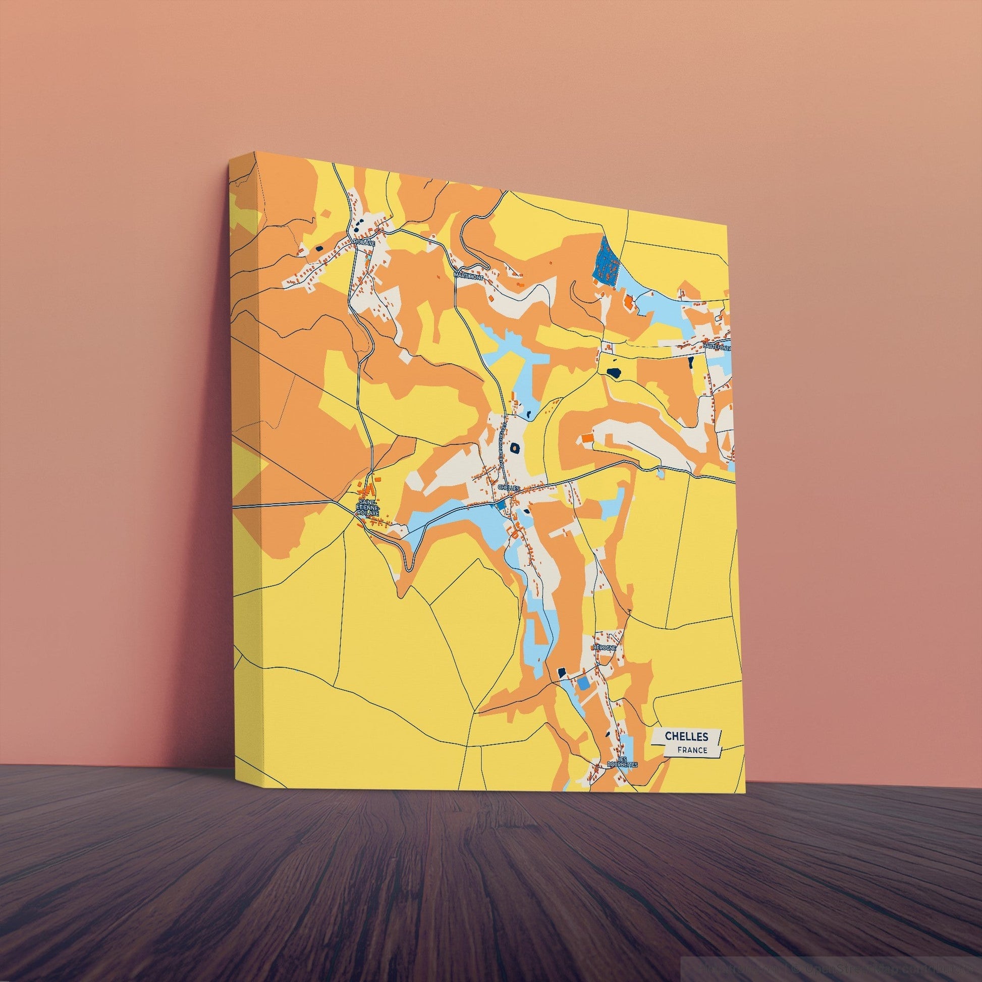 Chelles France Colorful City Map Canvas Print
