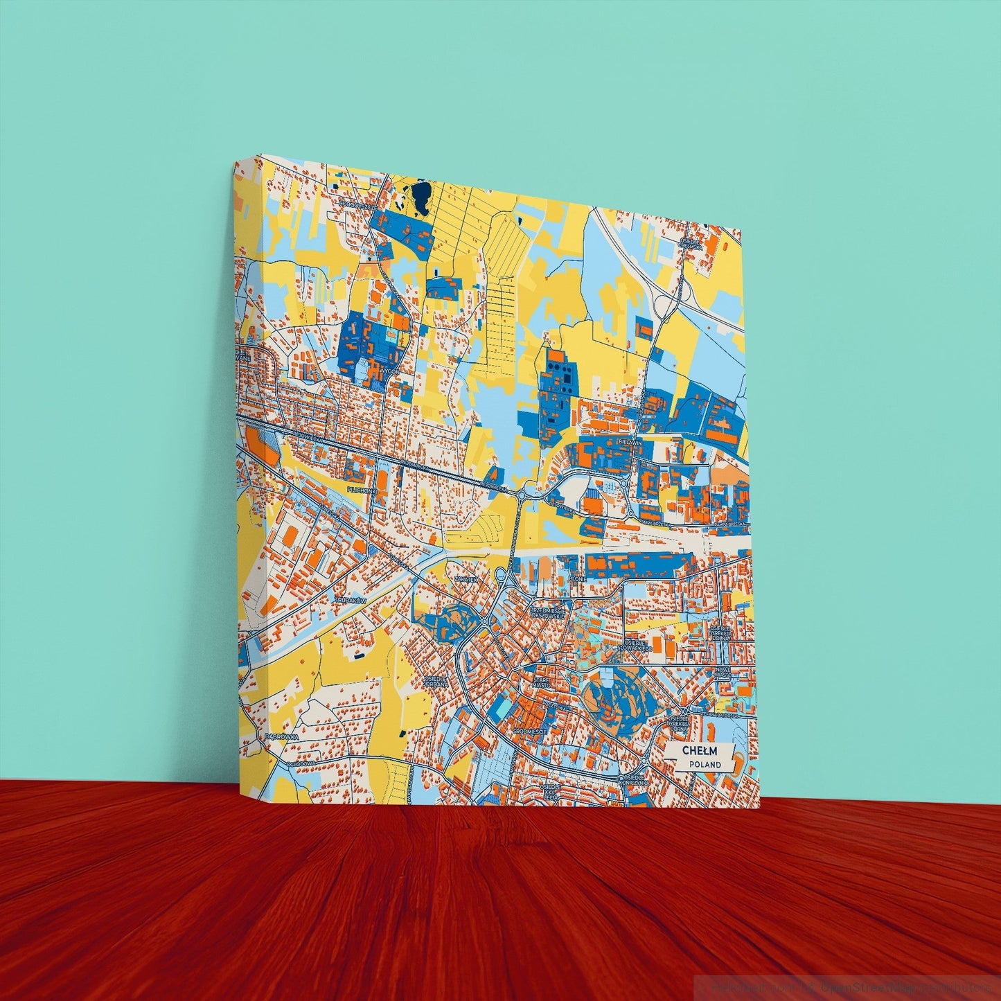 Chełm Poland Colorful City Map Canvas Print