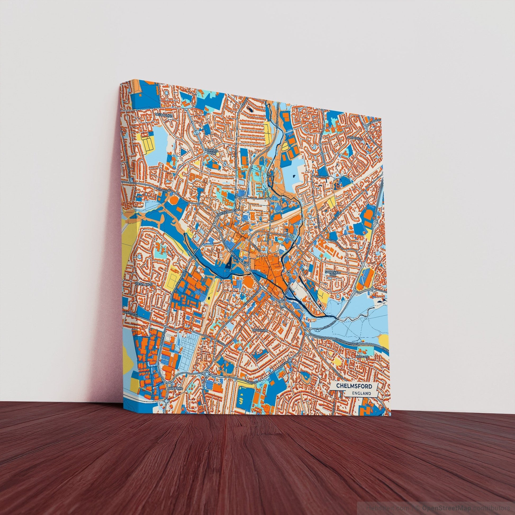 Chelmsford England Colorful City Map Canvas Print