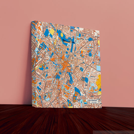 Cheltenham England Colorful City Map Canvas Print