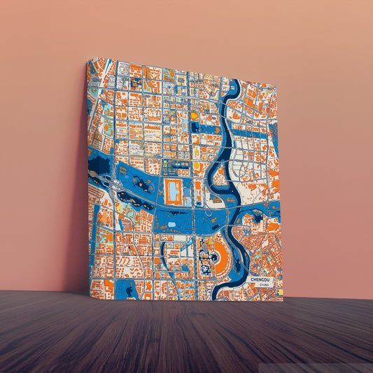 Chengdu China Colorful City Map Canvas Print