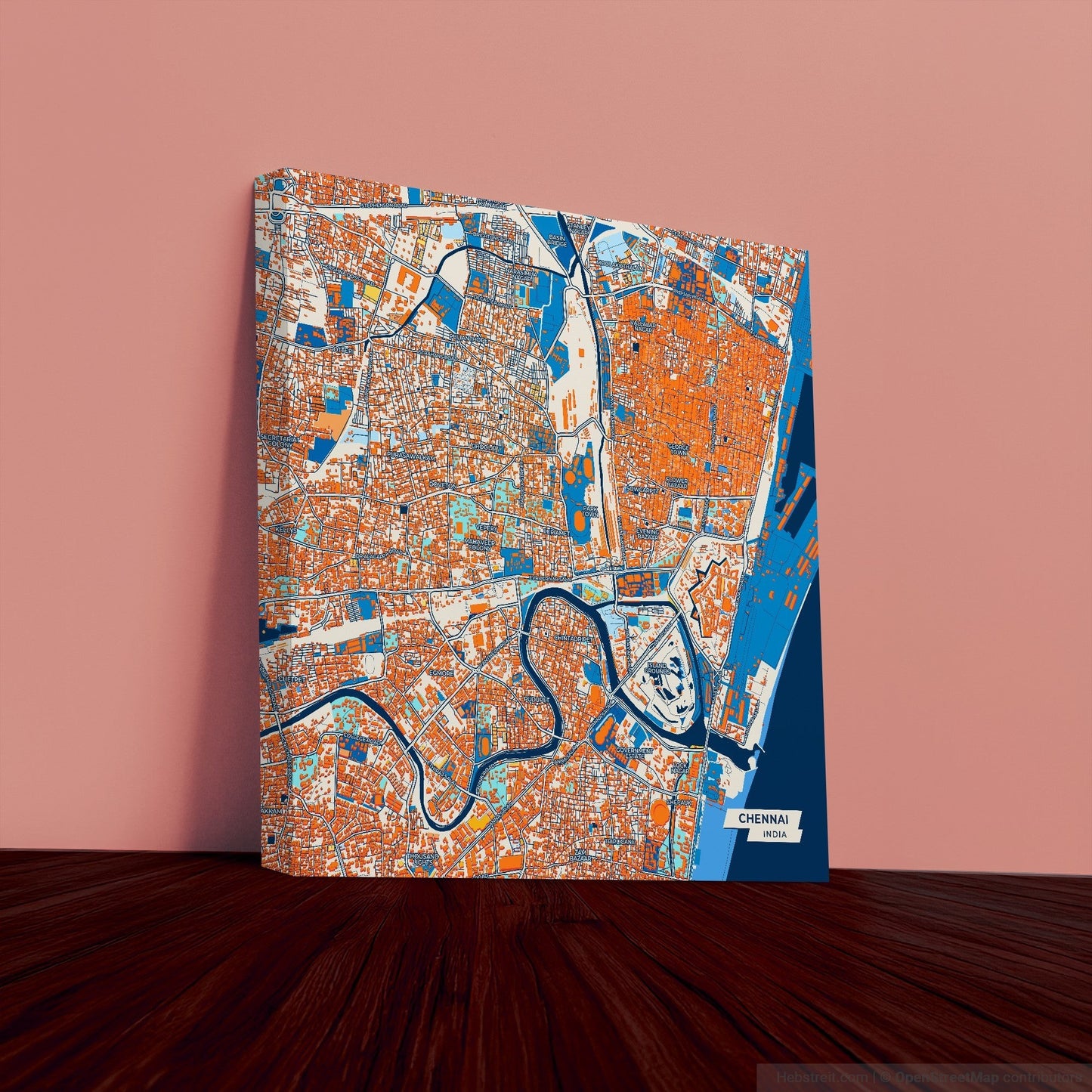 Chennai India Colorful City Map Canvas Print