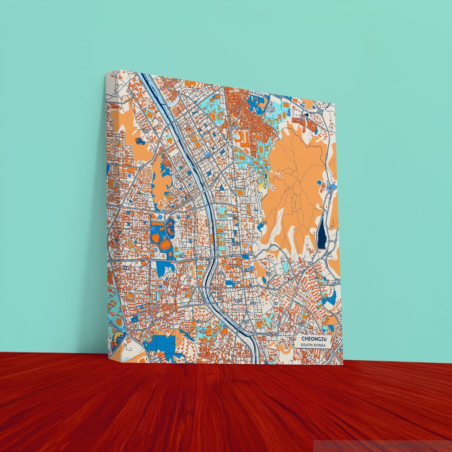 Cheongju South Korea Colorful City Map Canvas Print