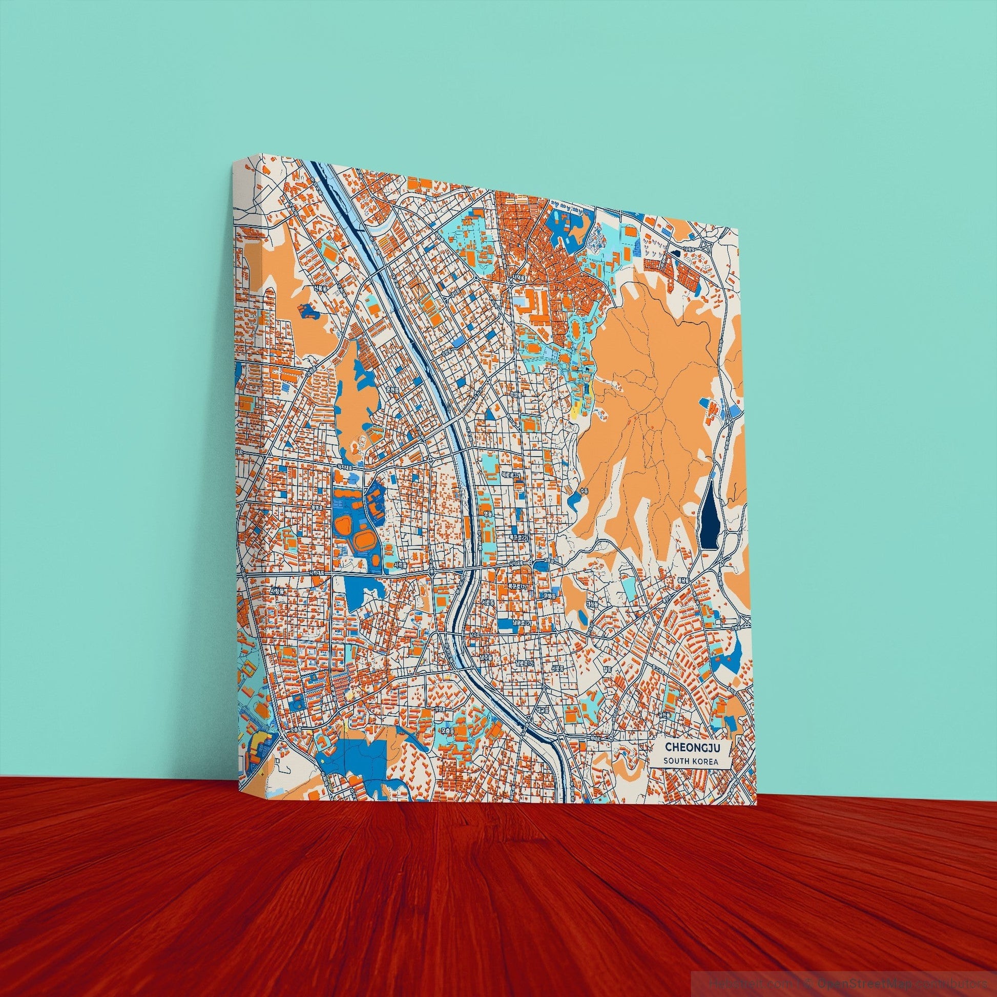 Cheongju South Korea Colorful City Map Canvas Print