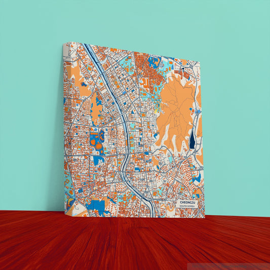 Cheongju South Korea Colorful City Map Canvas Print