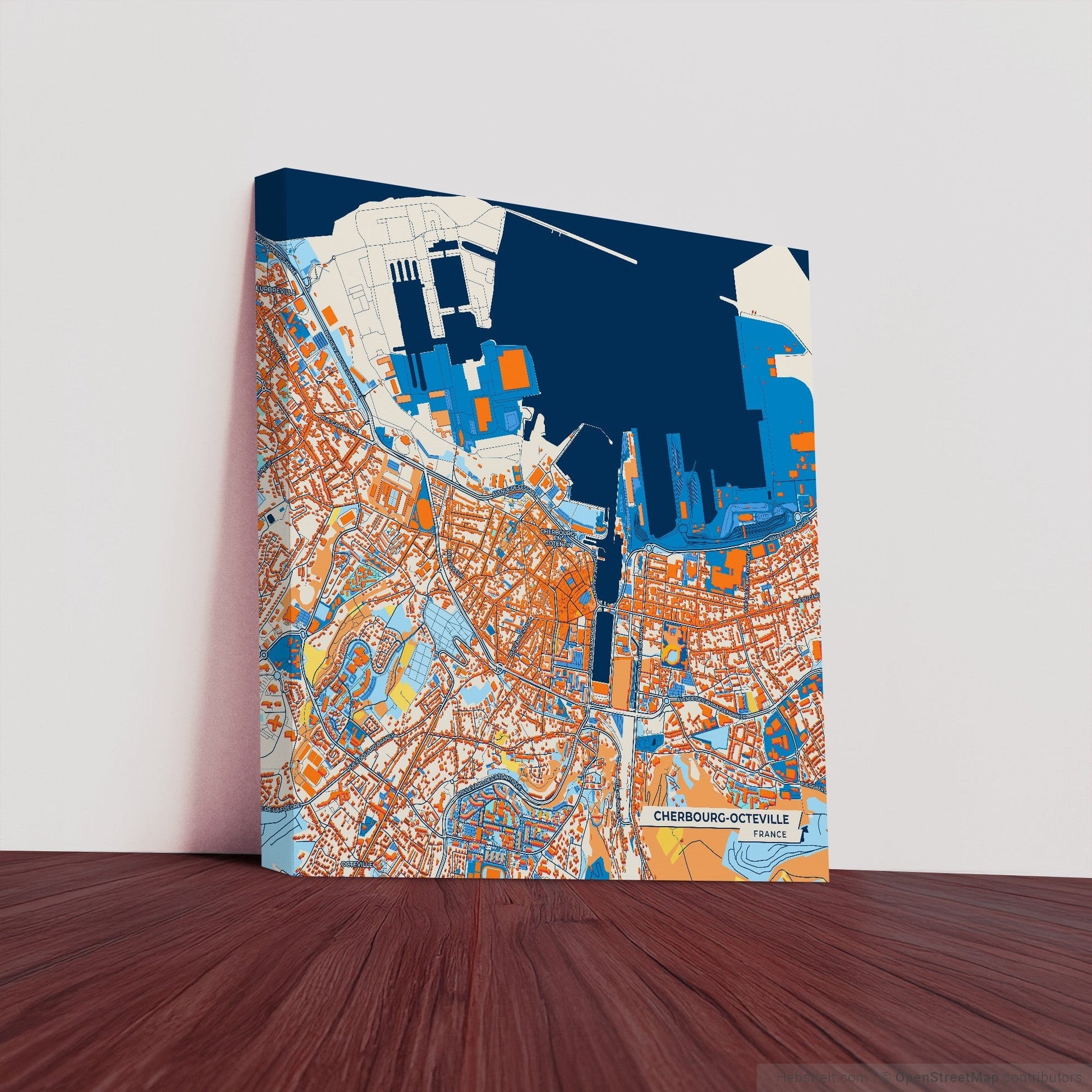 Cherbourg-Octeville France Colorful City Map Canvas Print