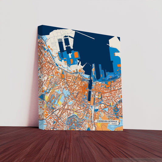 Cherbourg-Octeville France Colorful City Map Canvas Print