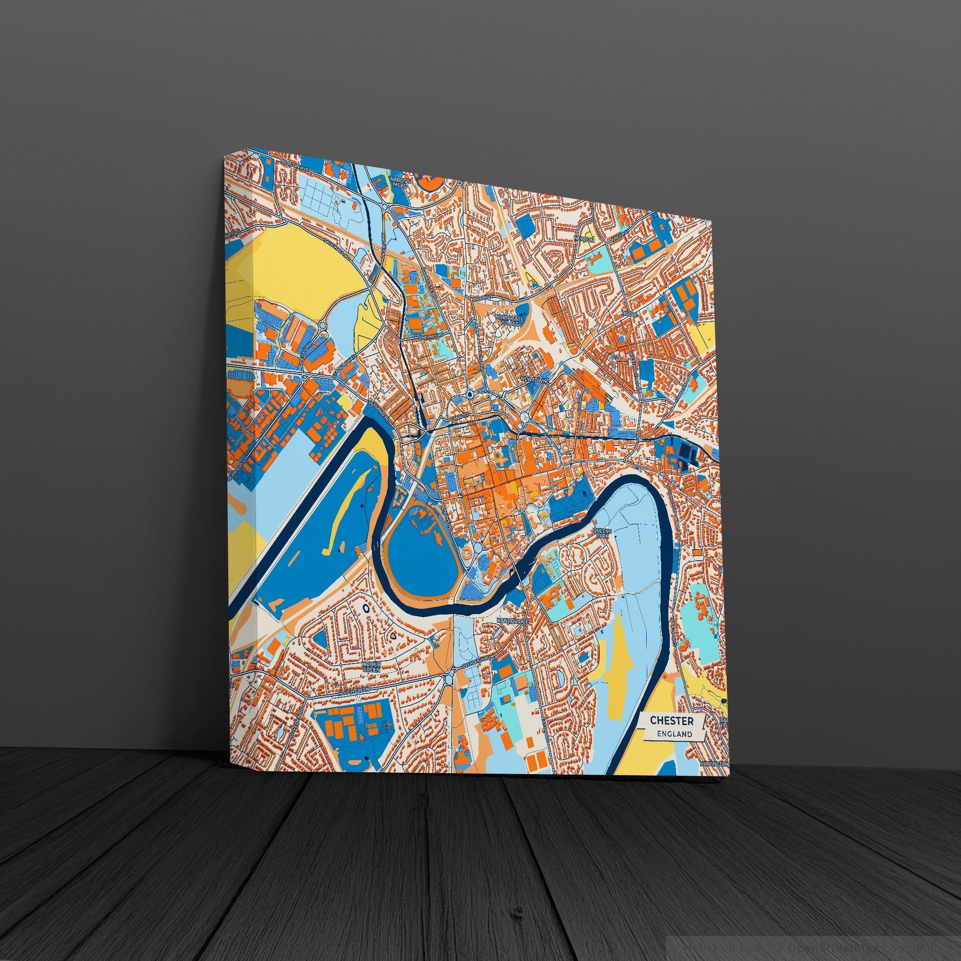 Chester England Colorful City Map Canvas Print