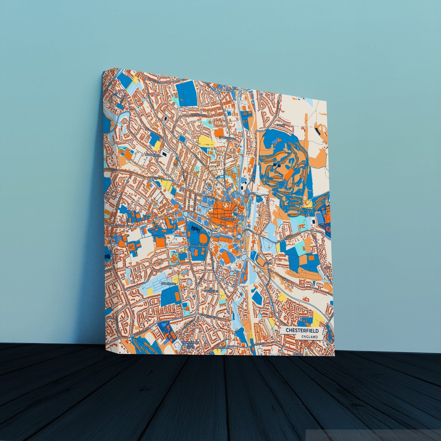 Chesterfield England Colorful City Map Canvas Print