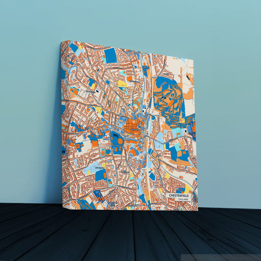 Chesterfield England Colorful City Map Canvas Print