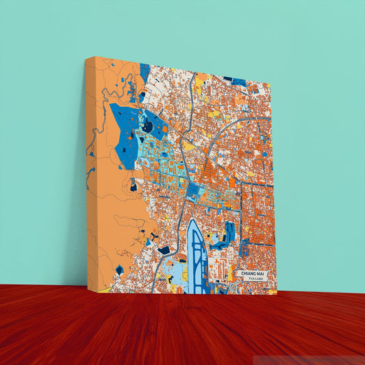Chiang Mai Thailand Colorful City Map Canvas Print