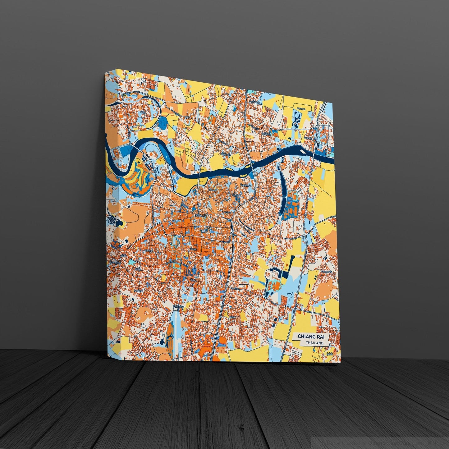 Chiang Rai Thailand Colorful City Map Canvas Print