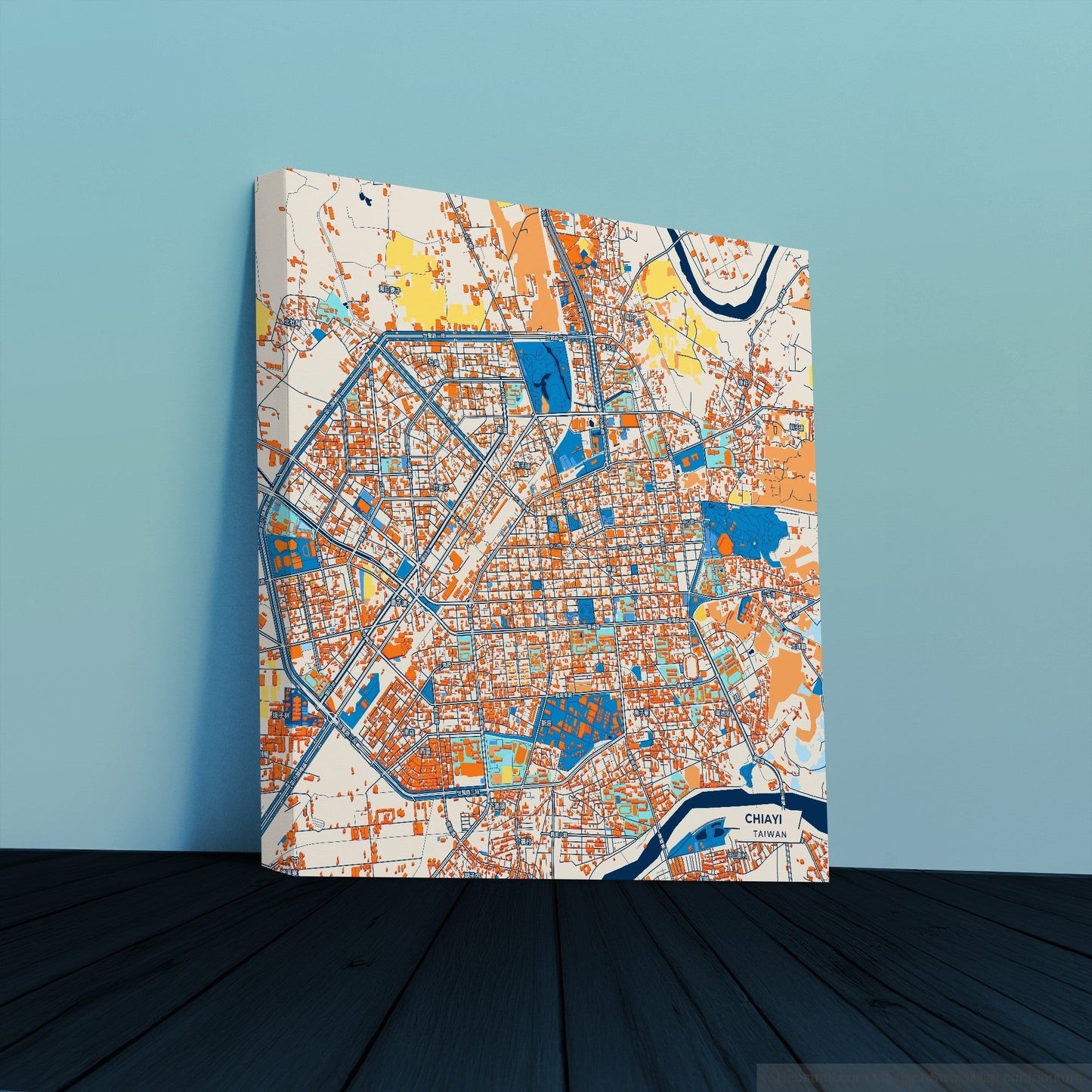 Chiayi Taiwan Colorful City Map Canvas Print