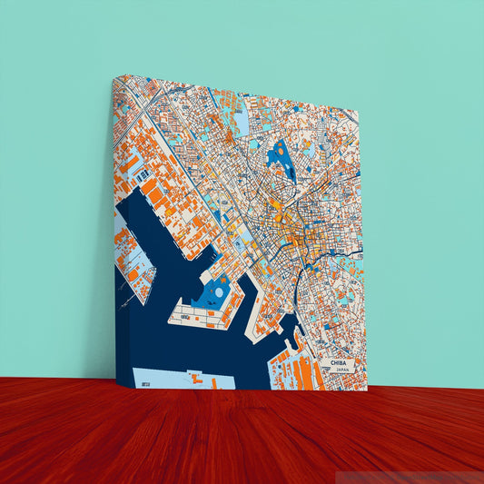 Chiba Japan Colorful City Map Canvas Print